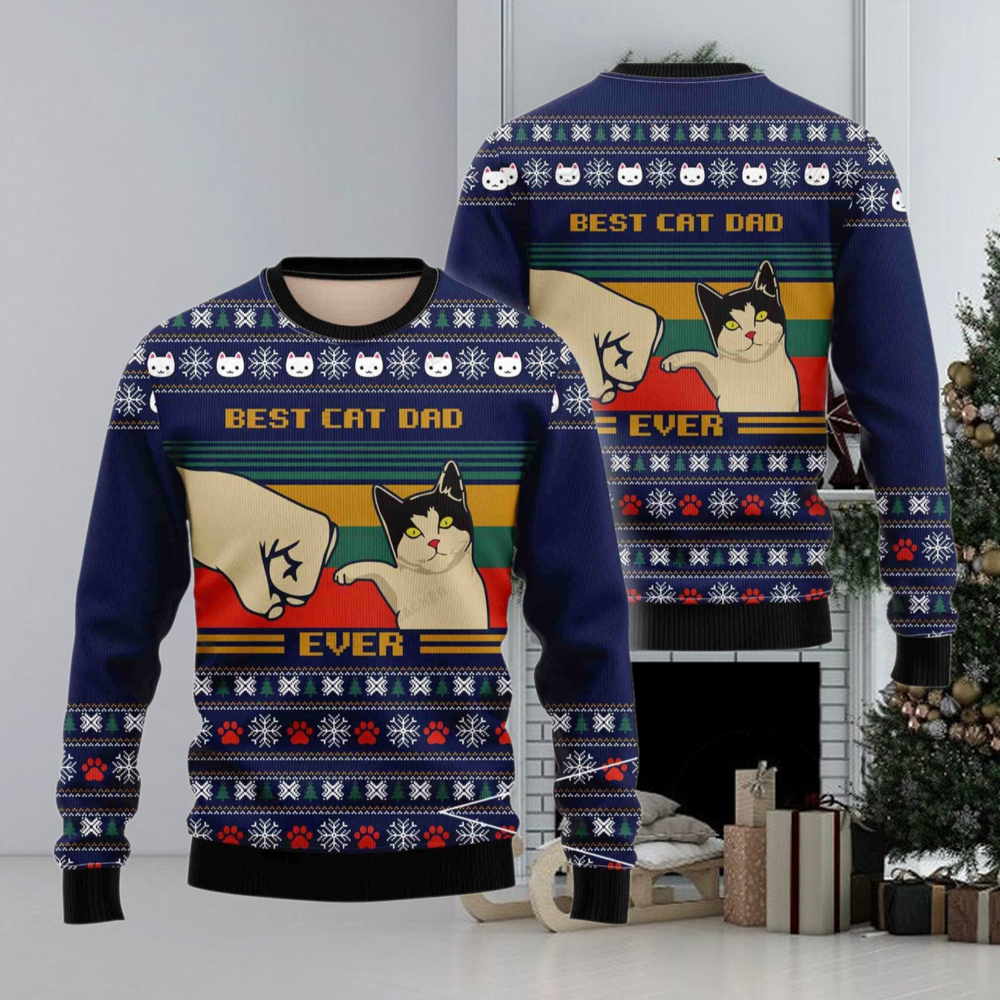 Best Cat Dad Ever Christmas Ugly Sweaters For Couples Best Cat Dad Ever Christmas Ugly Sweaters For Couples