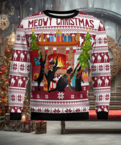 Black Cat Christmas Dancing Ugly Christmas Sweater