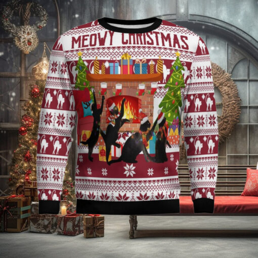 Black Cat Christmas Dancing Ugly Christmas Sweater