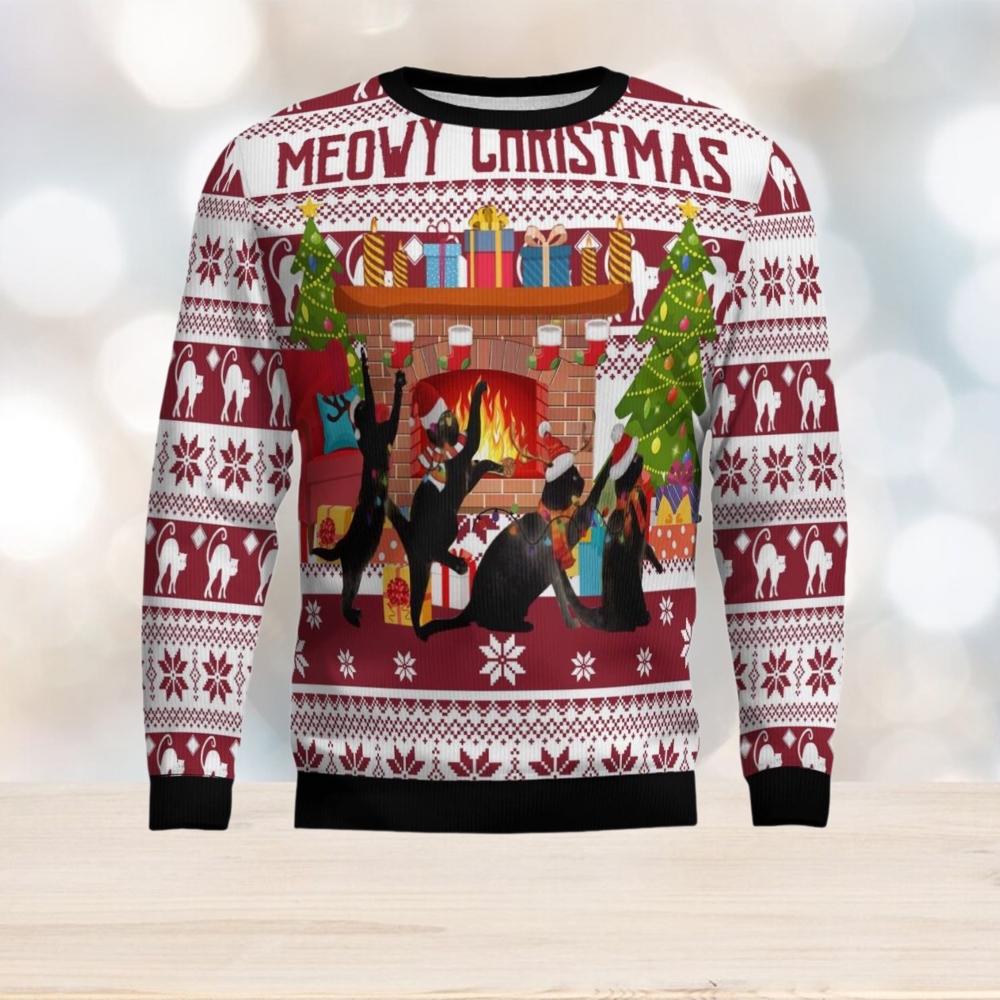 Black Cat Christmas Dancing Ugly Christmas Sweater Black Cat Christmas Dancing Ugly Christmas Sweater