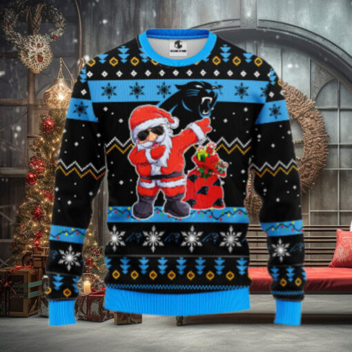 Carolina Panthers Dabbing Santa Claus Ugly Christmas Sweater