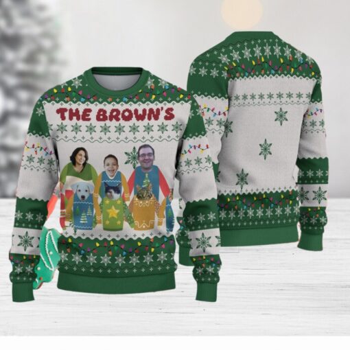 Custom Face Christmas Family Xmas Leds, Personalized Family Photo Ugly Sweater