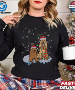 Cute Christmas Cocker Spaniel Santa Hats Reindeer Dog Lovers shirt