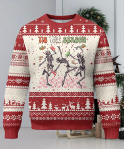 Dancing Skeleton Christmas Ugly Christmas Sweater Tis The Season Retro Boujee Xmas