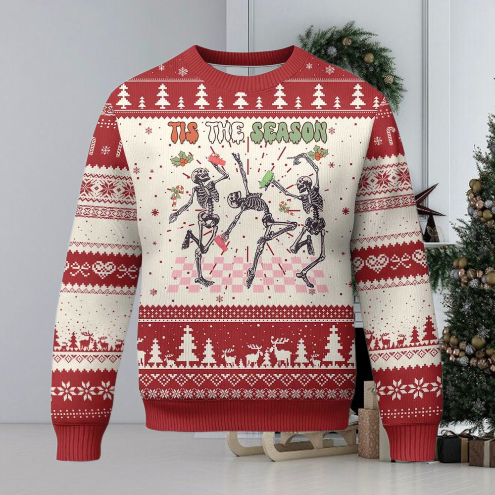 Dancing Skeleton Christmas Ugly Christmas Sweater Tis The Season Retro Boujee Xmas Dancing Skeleton Christmas Ugly Christmas Sweater Tis The Season Retro Boujee Xmas