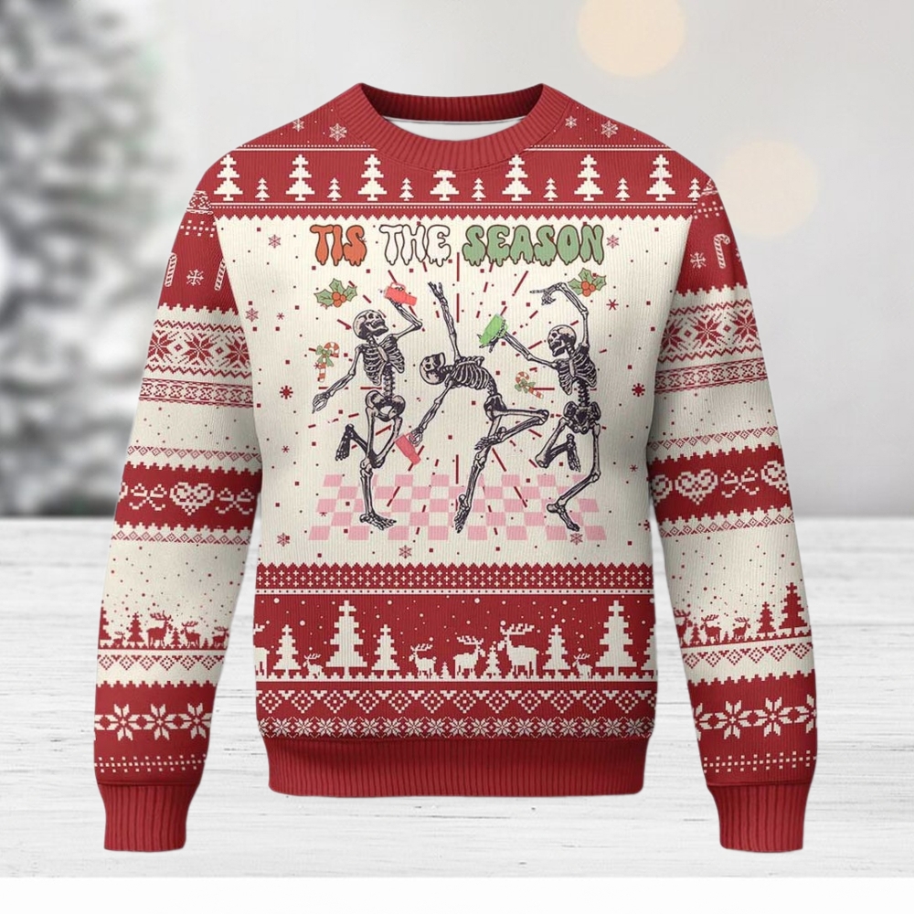 Dancing Skeleton Christmas Ugly Christmas Sweater Tis The Season Retro Boujee Xmas Dancing Skeleton Christmas Ugly Christmas Sweater Tis The Season Retro Boujee Xmas