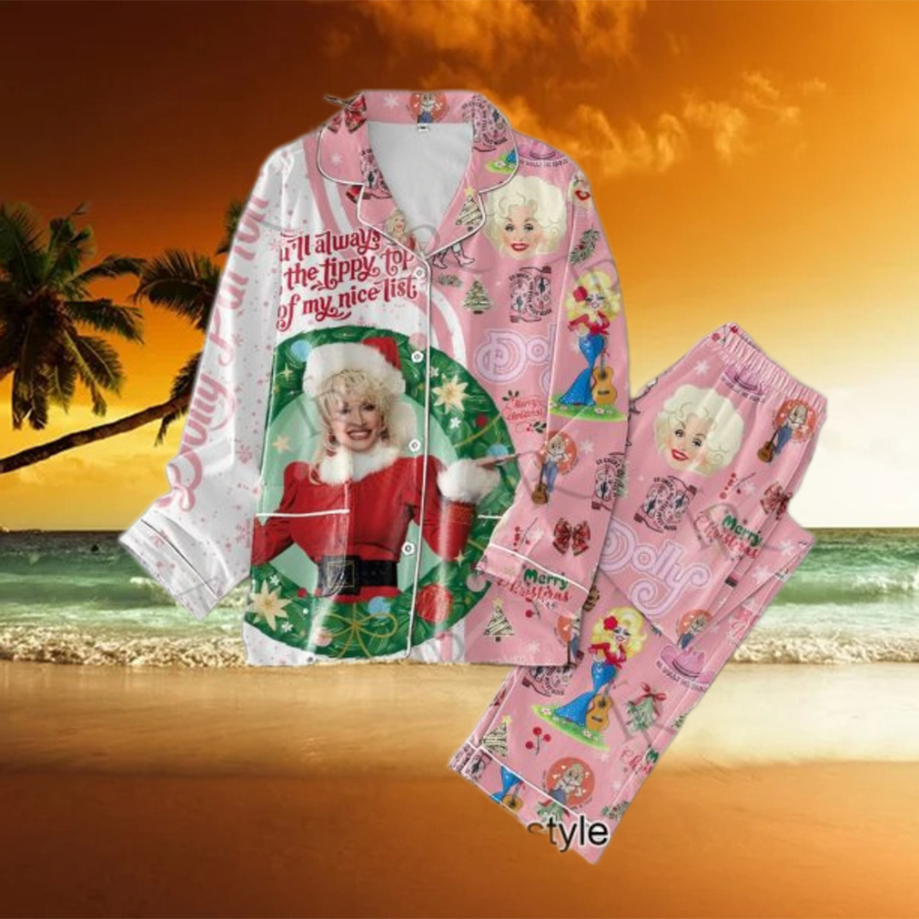 Dolly Parton You’ll Always Be At The Tippy Top Of My Nice List Merry Christmas Button Down Pajamas Set Dolly Parton You’ll Always Be At The Tippy Top Of My Nice List Merry Christmas Button Down Pajamas Set