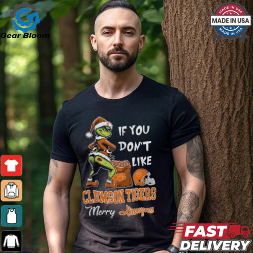Grinch Santa If You Don’T Like Clemson Tigers Merry Kissmyass 2024 Shirt