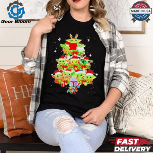 Grogu Santa Christmas tree Merry Christmas shirt