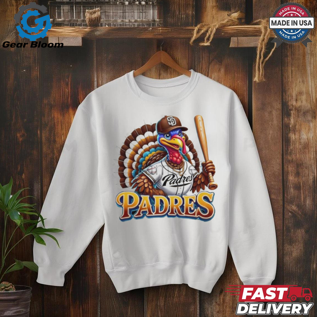 Happy Thanksgiving San Diego Padres Baseball Turkey 2024 Shirt Happy Thanksgiving San Diego Padres Baseball Turkey 2024 Shirt