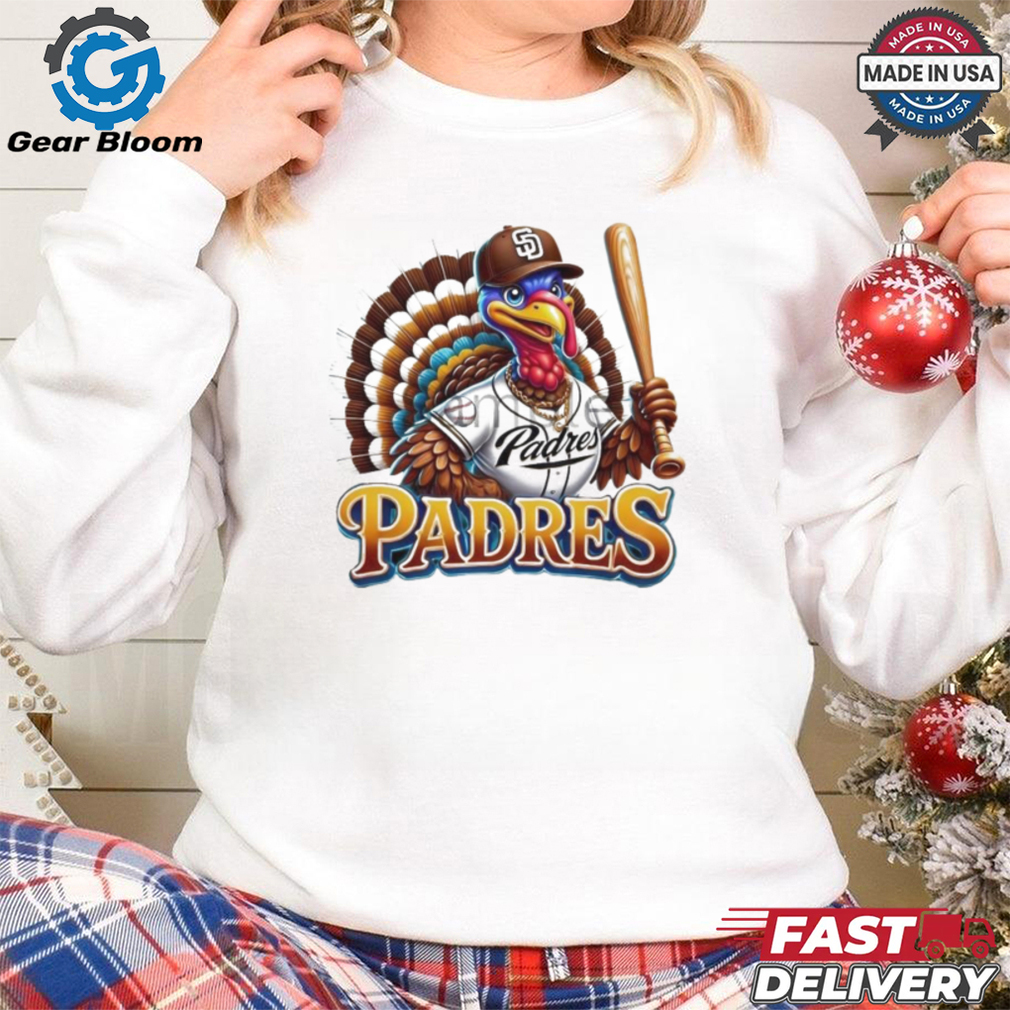 Happy Thanksgiving San Diego Padres Baseball Turkey 2024 Shirt Happy Thanksgiving San Diego Padres Baseball Turkey 2024 Shirt