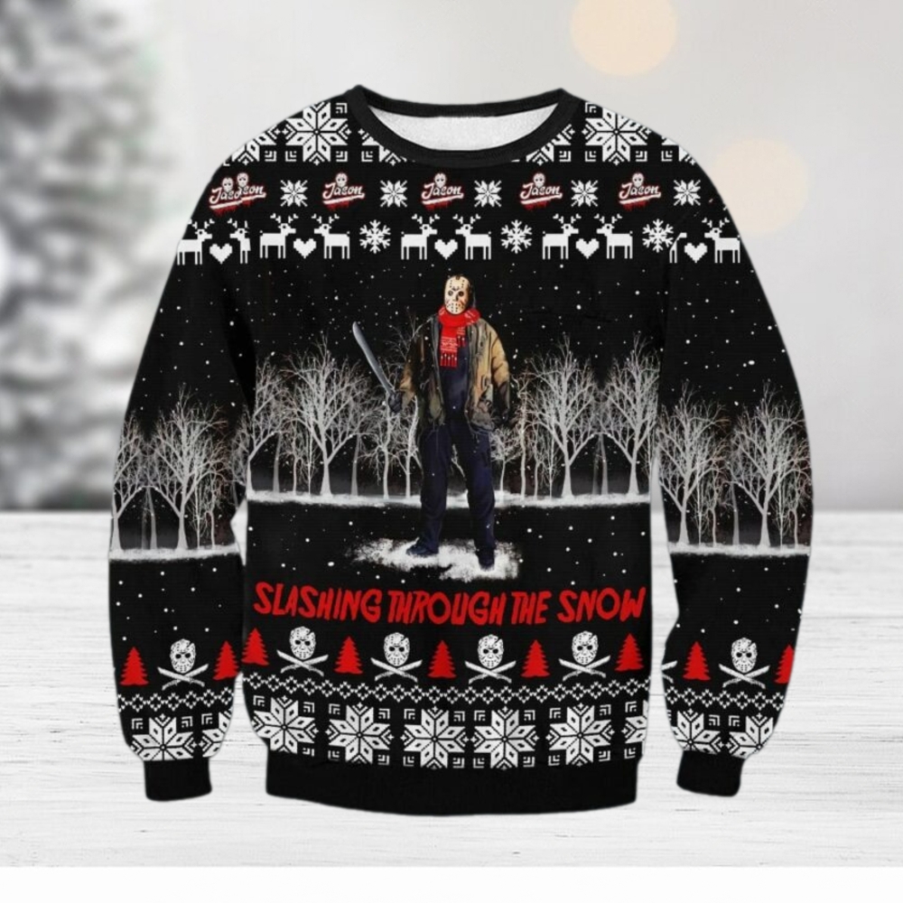 Jason Voorhees Slashing Ugly Sweater Jason Voorhees Slashing Ugly Sweater