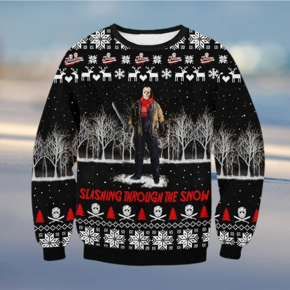 Jason Voorhees Slashing Ugly Sweater Jason Voorhees Slashing Ugly Sweater