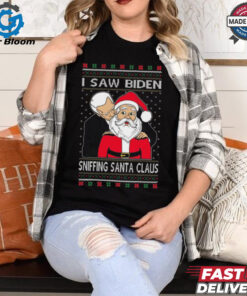 Joe Biden I Saw Biden Sniffing Santa Claus Christmas Ugly 2024 Shirt