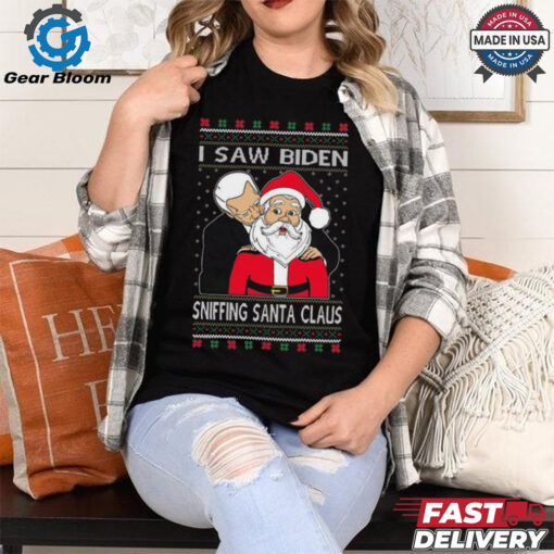 Joe Biden I Saw Biden Sniffing Santa Claus Christmas Ugly 2024 Shirt
