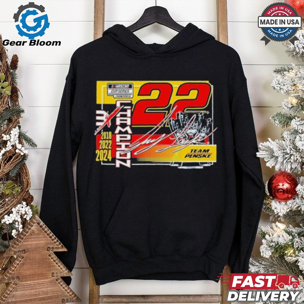 Joey Logano Team Penske 2018 2022 2024 NASCAR Cup Series Champion Lifestyle T Shirts Joey Logano Team Penske 2018 2022 2024 NASCAR Cup Series Champion Lifestyle T Shirts