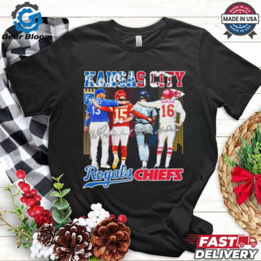 Kansas City Royals Salvador Perez, George Brett X Kansas City Chiefs Patrick Mahomes, Len Dawson Shirt