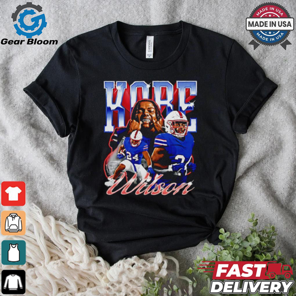 Kobe Wilson No. 24 SMU Mustangs graphic shirt Kobe Wilson No. 24 SMU Mustangs graphic shirt