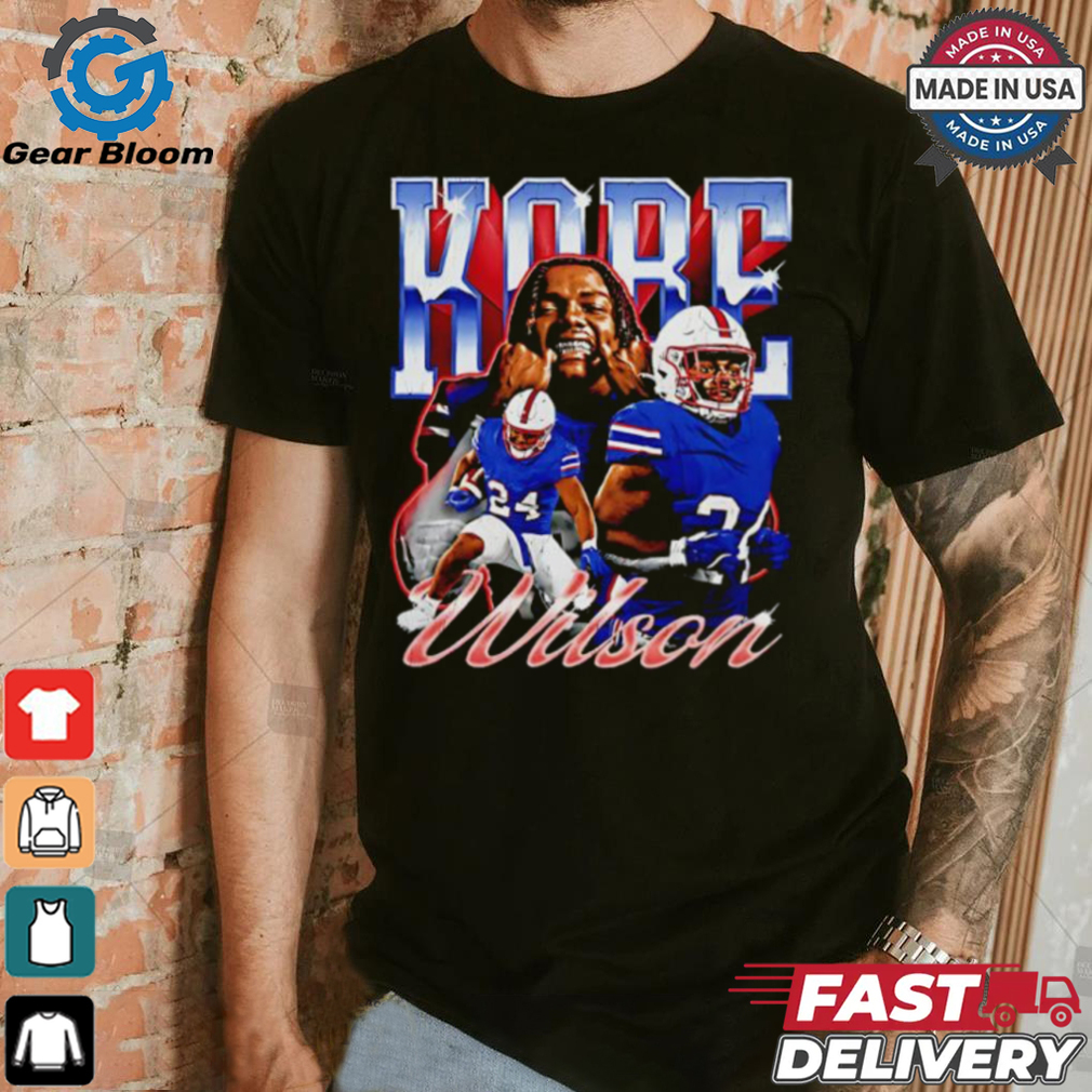 Kobe Wilson No. 24 SMU Mustangs graphic shirt Kobe Wilson No. 24 SMU Mustangs graphic shirt