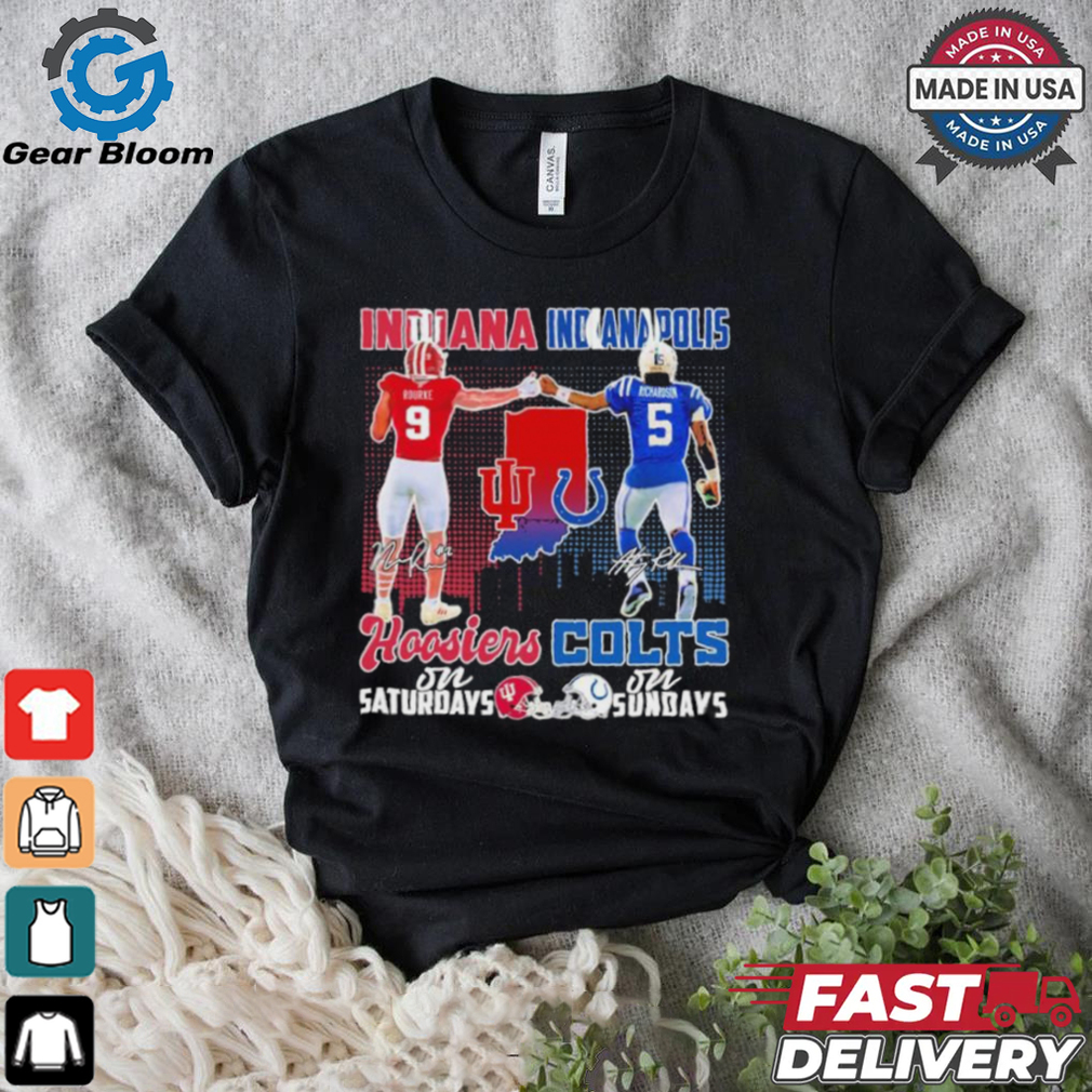 Kurtis Rourke Indiana Hoosiers On Saturdays X Anthony Richardson Indianapolis Colts On Sundays Shirt Kurtis Rourke Indiana Hoosiers On Saturdays X Anthony Richardson Indianapolis Colts On Sundays Shirt