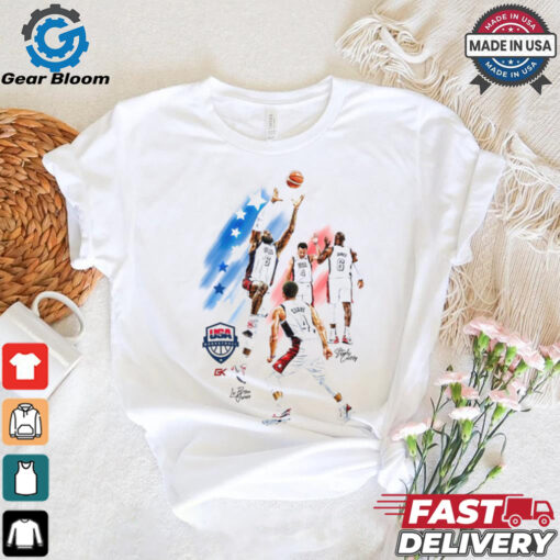 LeBron James and Stephen Curry Paris 2024 Team USA signatures 2 sides shirt