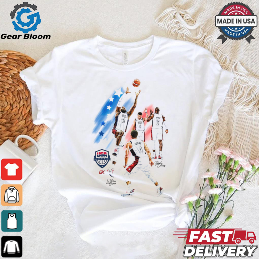 LeBron James and Stephen Curry Paris 2024 Team USA signatures 2 sides shirt LeBron James and Stephen Curry Paris 2024 Team USA signatures 2 sides shirt