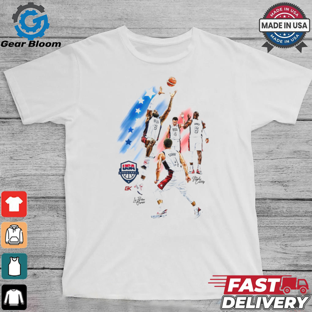 LeBron James and Stephen Curry Paris 2024 Team USA signatures 2 sides shirt LeBron James and Stephen Curry Paris 2024 Team USA signatures 2 sides shirt
