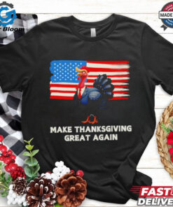 Make Thanksgiving great again Trump Turkey funny elections US flag shirt