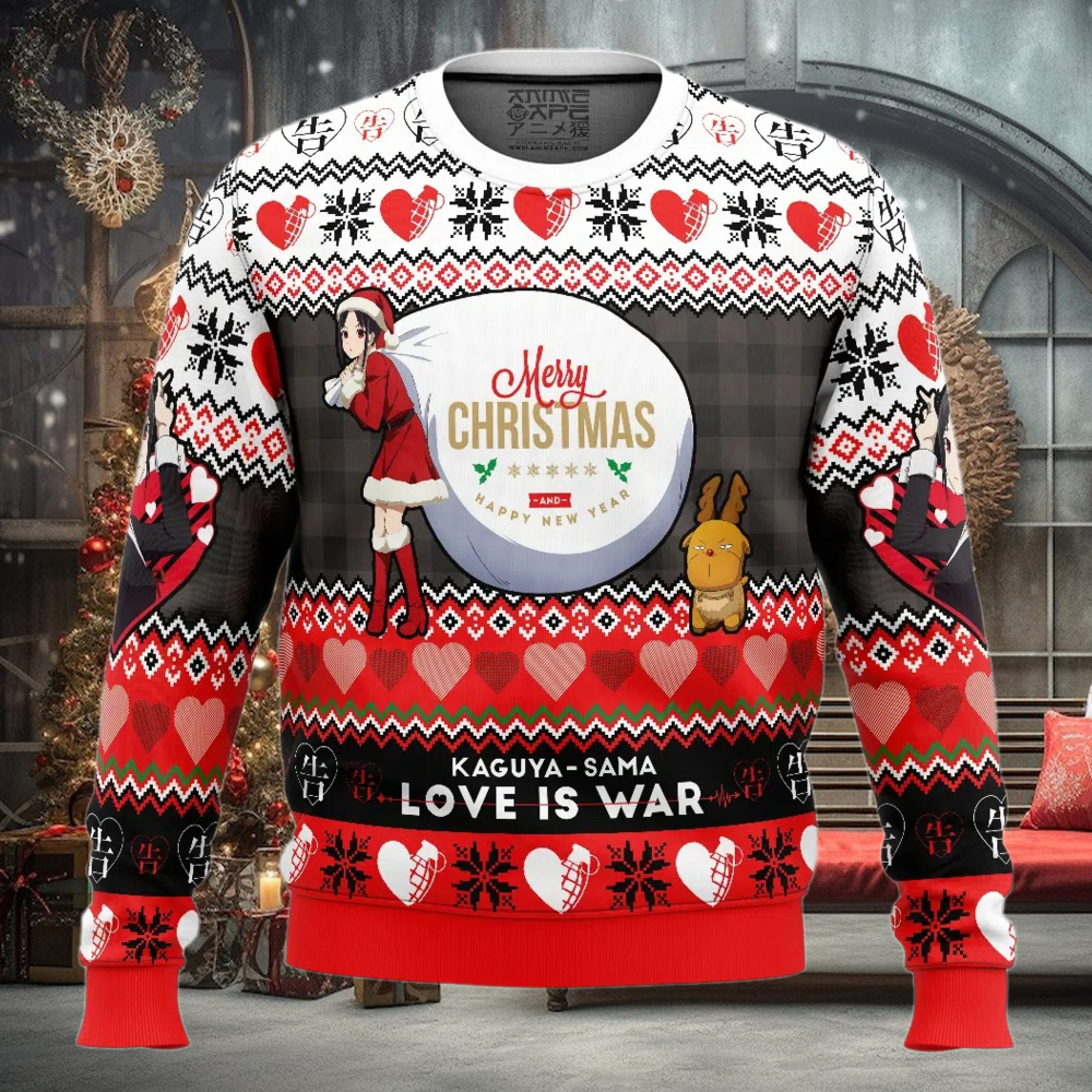 Merry Christmas And Happy New Year Kaguya Sama Love Is War Ugly Christmas Sweater Merry Christmas And Happy New Year Kaguya Sama Love Is War Ugly Christmas Sweater