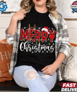 Merry Christmas Buffalo Plaid Red Santa Family Shirt