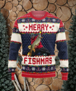 Merry Fishmas Gift For Fishing Lovers Personalized Photo Ugly Sweater