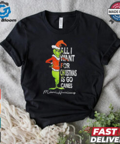 Miami Hurricanes Grinch all I want for Christmas is go Canes shirt