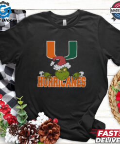 NCAA Miami Hurricanes Logo Football Grinch Christmas T Shirt