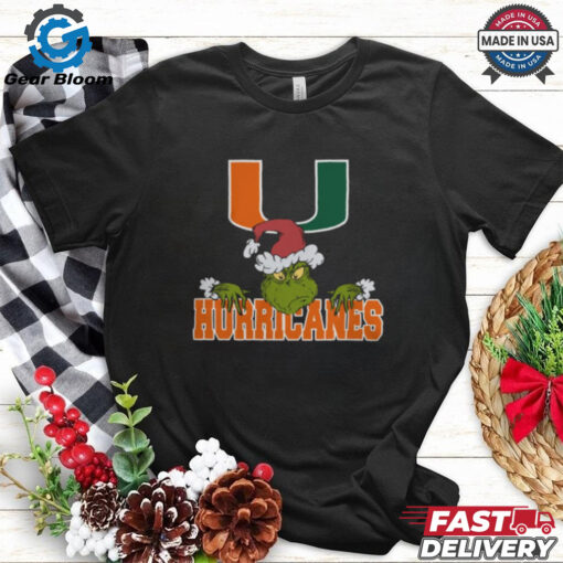 NCAA Miami Hurricanes Logo Football Grinch Christmas T Shirt