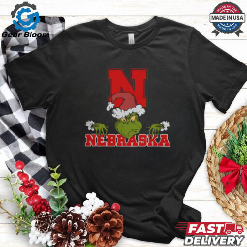 NCAA Nebraska Cornhuskers Logo Football Grinch Christmas T Shirt