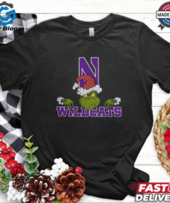 NCAA Northwestern Wildcats Logo Football Grinch Christmas T Shirt