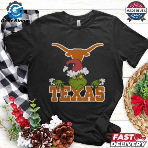 NCAA Texas Longhorns Logo Football Grinch Christmas T Shirt