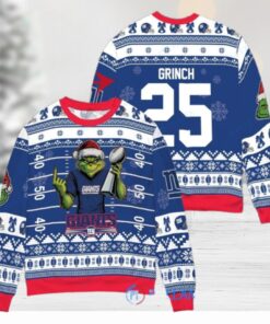 New York Giants x Grinch Christmas Dr. Seuss How the Grinch Stole Christmas with Super Bowl Trophy Custom Ugly Christmas Sweater