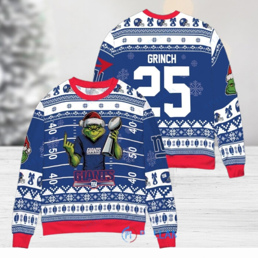 New York Giants x Grinch Christmas Dr. Seuss How the Grinch Stole Christmas with Super Bowl Trophy Custom Ugly Christmas Sweater New York Giants x Grinch Christmas Dr. Seuss How the Grinch Stole Christmas with Super Bowl Trophy Custom Ugly Christmas Sweater