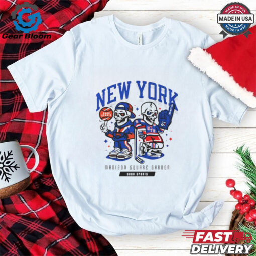 New York Rangers New York Knicks Unisex Garment Dyed Basketball and Hockey shirt