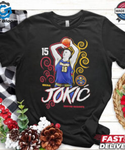 Nikola Jokic action pose Denver Nuggets competitor shirt