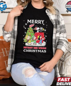 Official Detroit Red Wings Merry Snoopy Peanuts Christmas shirt