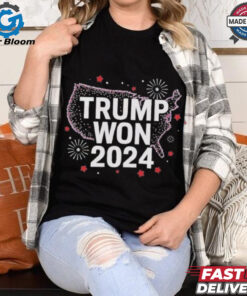 Official Donald Trump Won 2024 President 47th Fireworks US Map MAGA T shirt