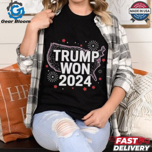 Official Donald Trump Won 2024 President 47th Fireworks US Map MAGA T shirt