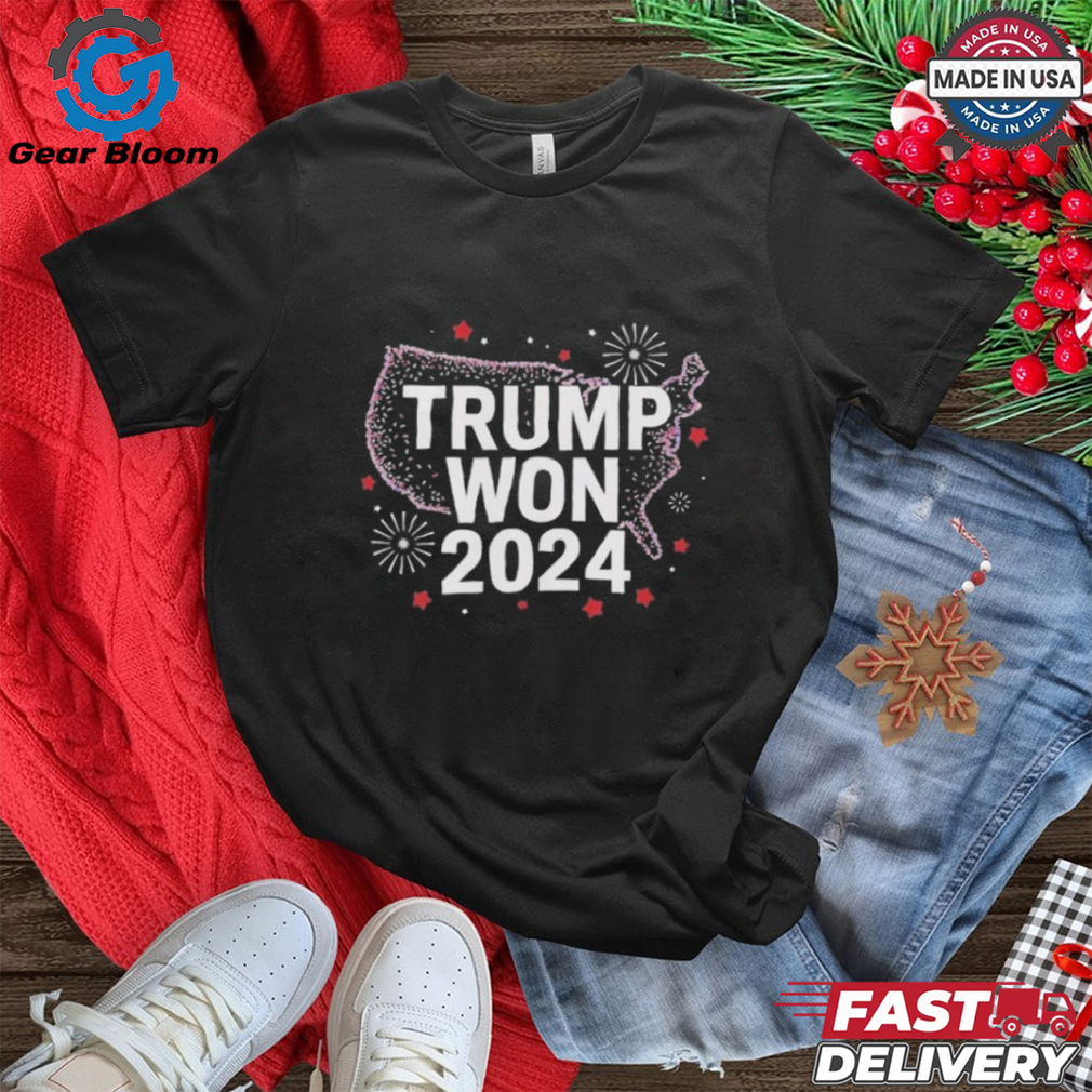 Official Donald Trump Won 2024 President 47th Fireworks US Map MAGA T shirt Official Donald Trump Won 2024 President 47th Fireworks US Map MAGA T shirt