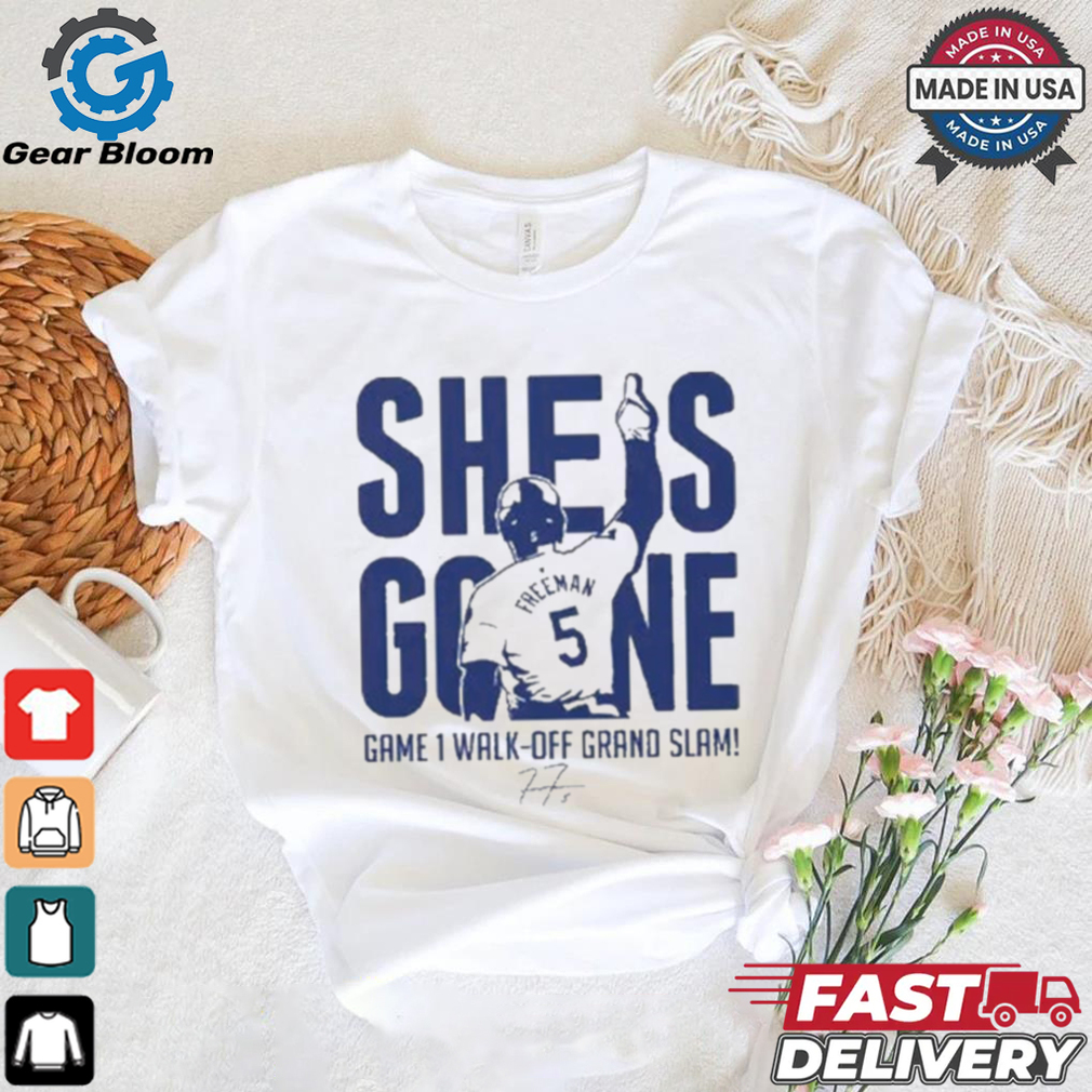 Official Freddie Freeman She Is Gone Game 1 Walk Off Grand Slam Shirt Official Freddie Freeman She Is Gone Game 1 Walk Off Grand Slam Shirt