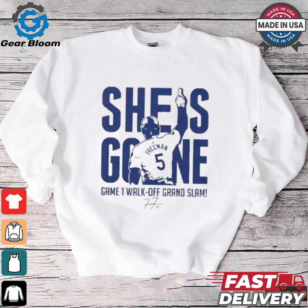 Official Freddie Freeman She Is Gone Game 1 Walk Off Grand Slam Shirt Official Freddie Freeman She Is Gone Game 1 Walk Off Grand Slam Shirt