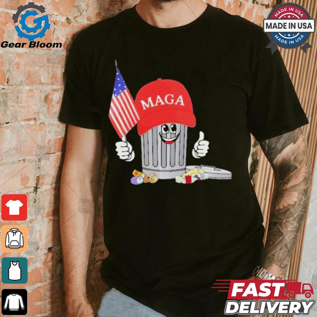 Official Funny Trump Maga Garbage Can Cartoon Character American Flag T Shirt Official Funny Trump Maga Garbage Can Cartoon Character American Flag T Shirt