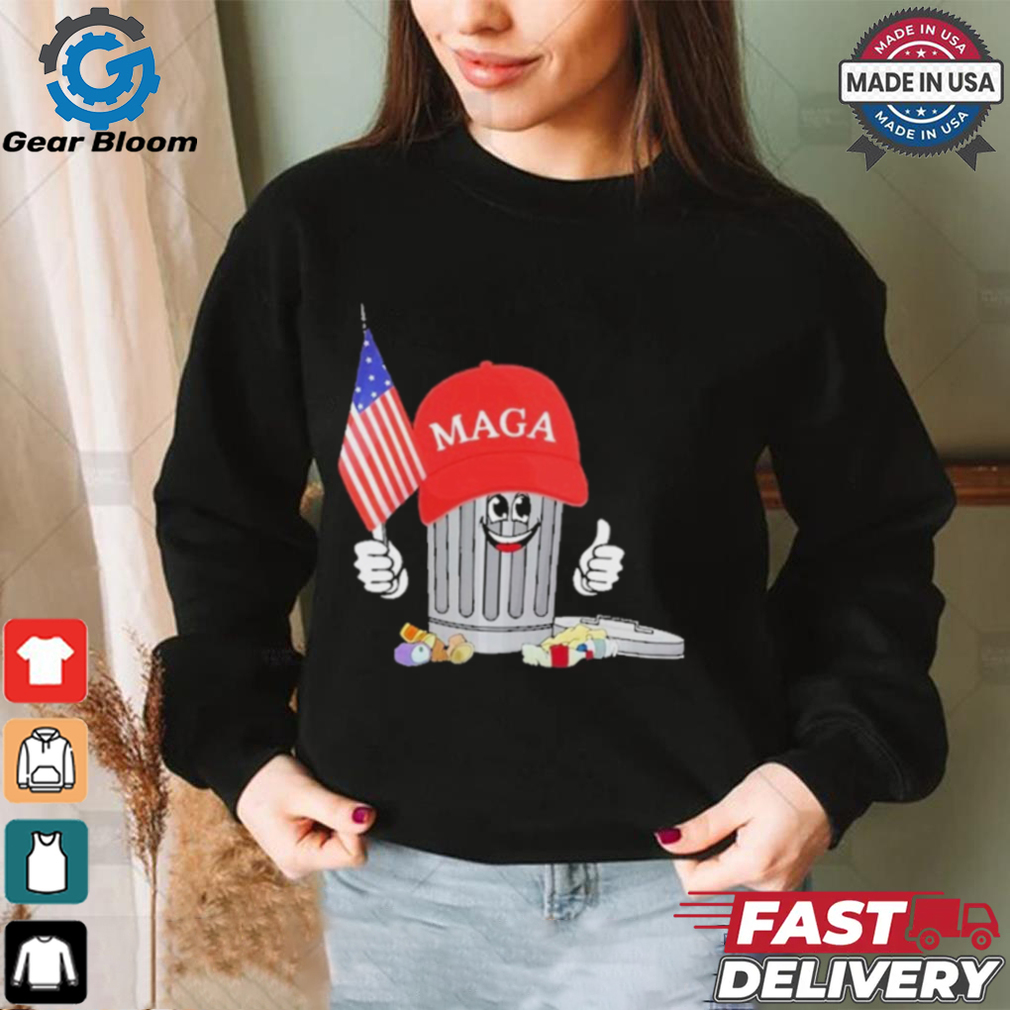 Official Funny Trump Maga Garbage Can Cartoon Character American Flag T Shirt Official Funny Trump Maga Garbage Can Cartoon Character American Flag T Shirt