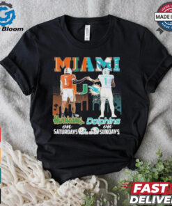 Official Miami Hurricanes On Saturdays Miami Dolphins On Sundays 2024 T Shirt